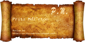 Pritz Márton névjegykártya